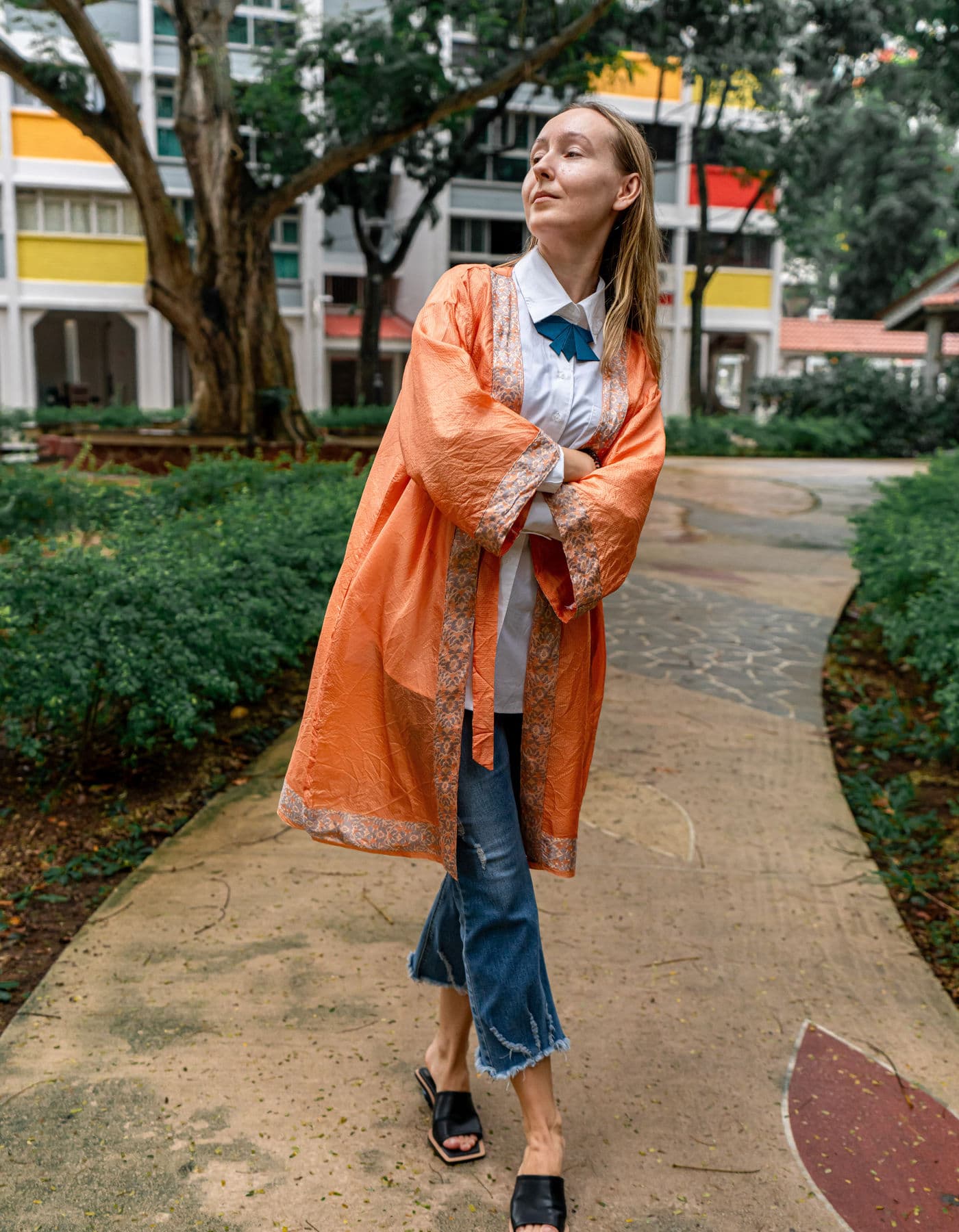 Soft Tangerine textile and fit detail